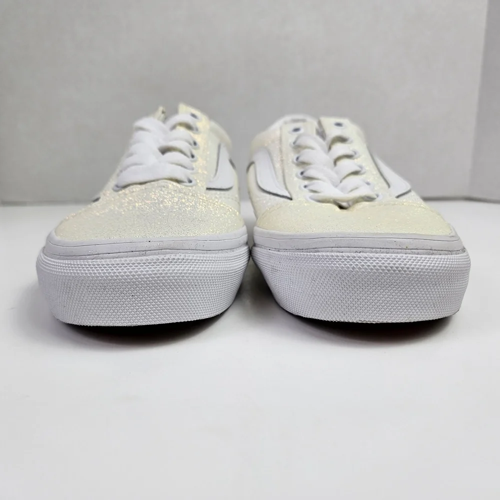 Vans Old Skool Glitter White Size 2 Youth Kids Low Top Skate Shoes Sneakers